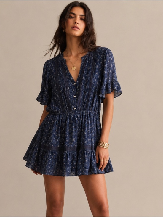 Isabella Sinclair Dresses & Skirts - Anthropologie Isabella Sinclair Navy Button-Front Tiered Dress